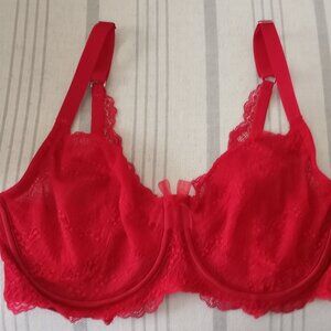 'ADORE ME' Red Lace Underwire Bra Size 34DDD EUC